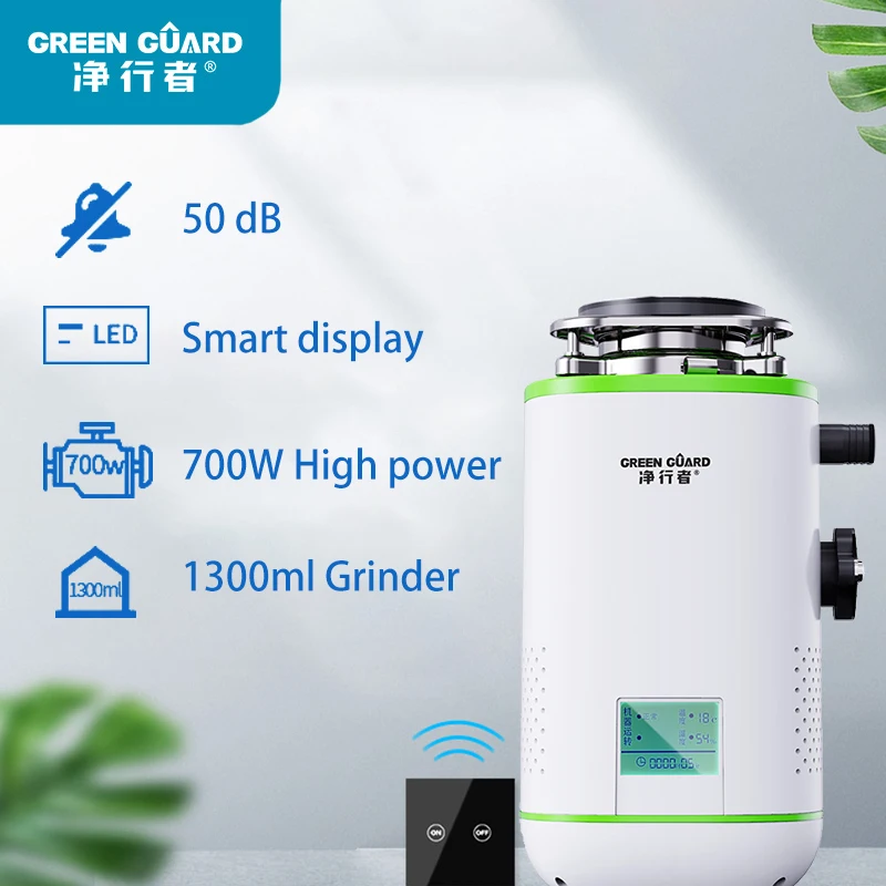 

700W Food waste disposer LED Smart Display Wireless Switch Disposal Crusher Food Garbage Processor Household kitchen appliances