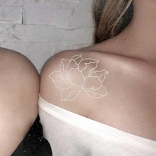 

Waterproof Temporary Tattoo Sticker New Craft White Lotus Design Body Art Fake Tattoo Flash Tattoo Clavicle Female