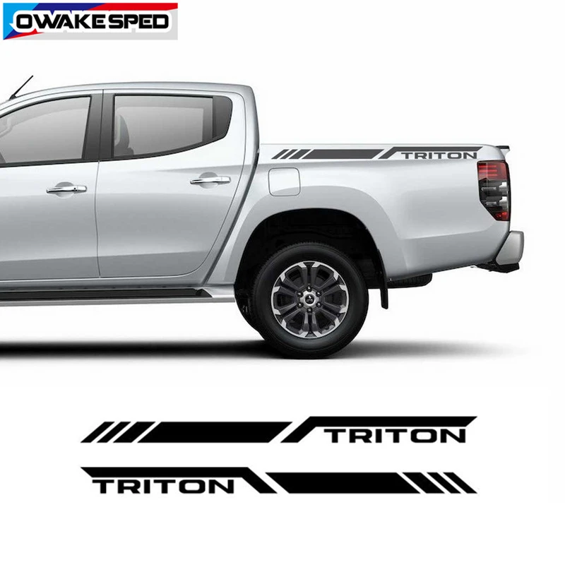 

Triton Racing Sport Stripes For Mitsubishi L200 Pick Up Trunk Decor Sticker Car Exterior Accessories