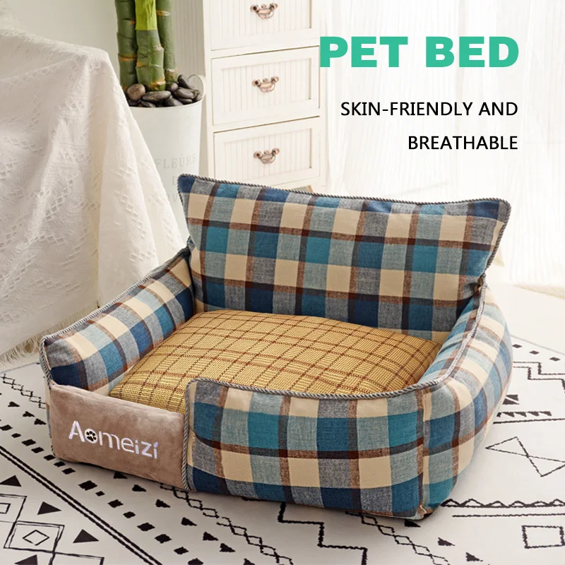 Washable Dog Cat Bed Portable Soft Warm Cooling Pet Cushion Universal Seasons Small Medium Dogs Sleeping House Mats Supplies