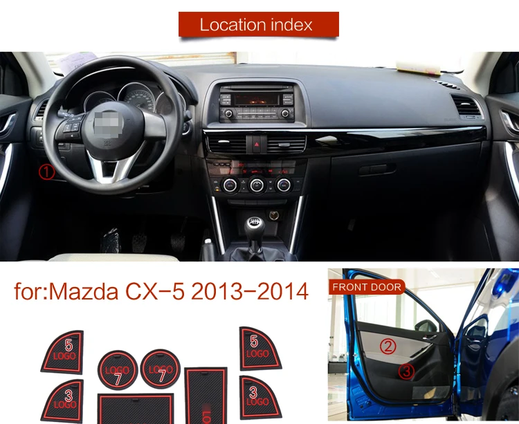 RKAC ворота Слот коврик для Mazda CX-5 2013- CX5 CX 5 межкомнатный дверной коврик автомобильные подстаканники Нескользящие коврики красный белый
