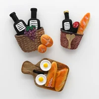 Home decoration magnes na lodówkę wklej kartki samoprzylepne maszyna do chleba pomidorowa patelnia do smażenia jajek czajniczek mleko model lodówka magnes kolekcja 2