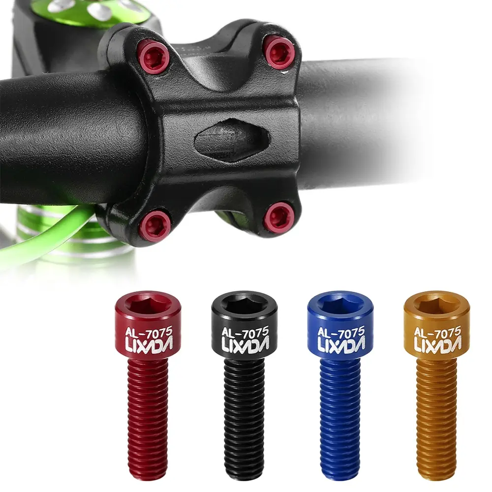 Lixada Ultralight AL7075 Aluminum Cycling Stem Fixing Screws 4pcs M5*17mm Bicycle Bike Stem Screws Bolts Replacement