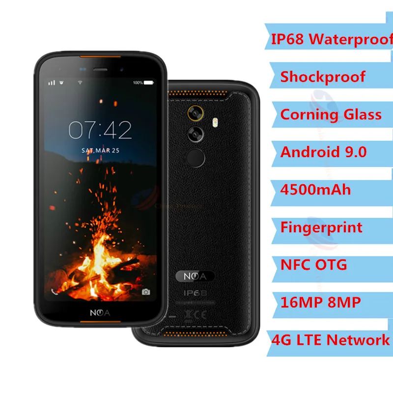  2019 IP68 Smartphone Android 9.0 NFC 3GB 16GB 55'' Mobile Phone 1080P Fingerprint Corning Glass OTG - 4000343674047