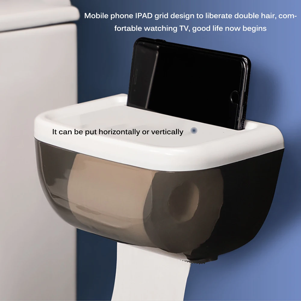 

Free Punched Bathroom Waterproof Tissue Box Plastic Bath Toilet Paper Holder Wall Mounted Paper Storage Box