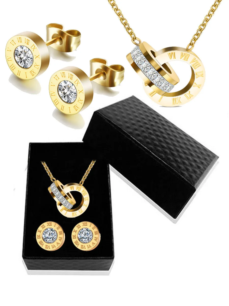 Новое модное женское ожерелье, ожерелье из нержавеющей стали, набор римских цифр, роскошные ювелирные изделия, высокое качество, женские свадебные ювелирные изделия