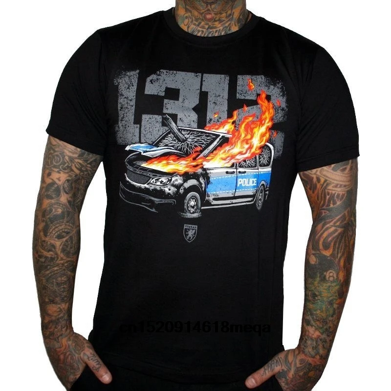 Футболка PG одежда футболка Burning Car 13_12 рубашки Schwarz AC_AB Hools Ultras Hooligan Oi|Футболки| |