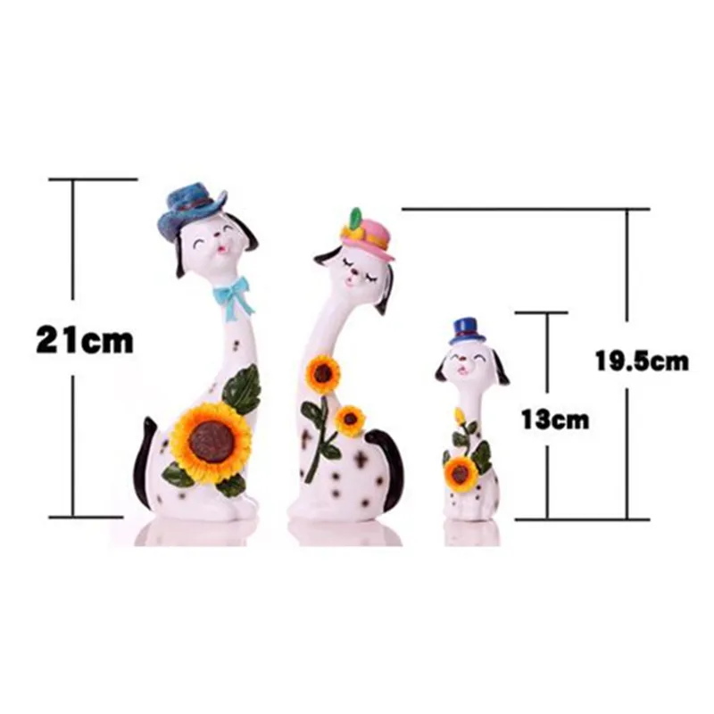  Nordic Simulation A Family Of Three Sunflower Dogs Resin Craftwork Decoration Creative Bedroom Beds - 4000172601984