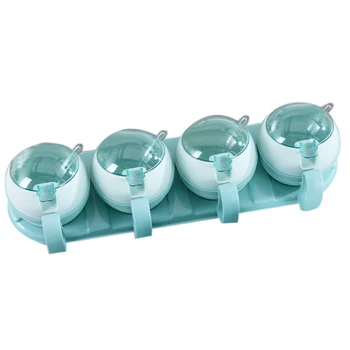 

4 Pcs Set Seasoning Box Home Kitchen Salt Sugar Storage Box Holder Plastic Spice Jar Condiment Cruet Kitchen Tools