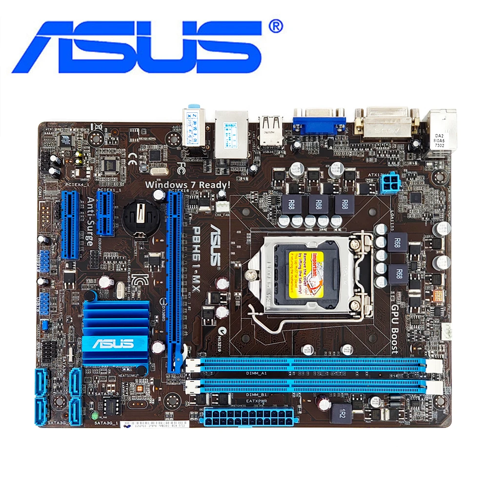 Материнские платы ASUS H61 LGA 1155 оригинальные uATX DDR3 DVI VGA 16 ГБ Настольная материнская