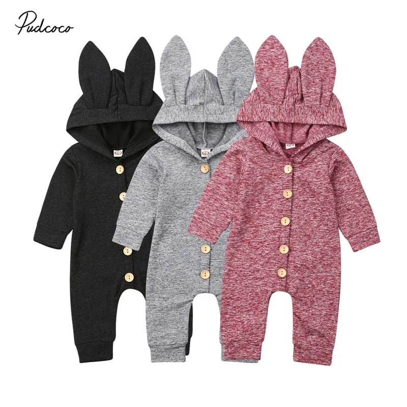 

2019 Brand Newborn Baby Boy Girl 3D Ears Romper Jumpsuit Cotton Clothes Autumn Outfit Cute Baby Playsuit 0-24M