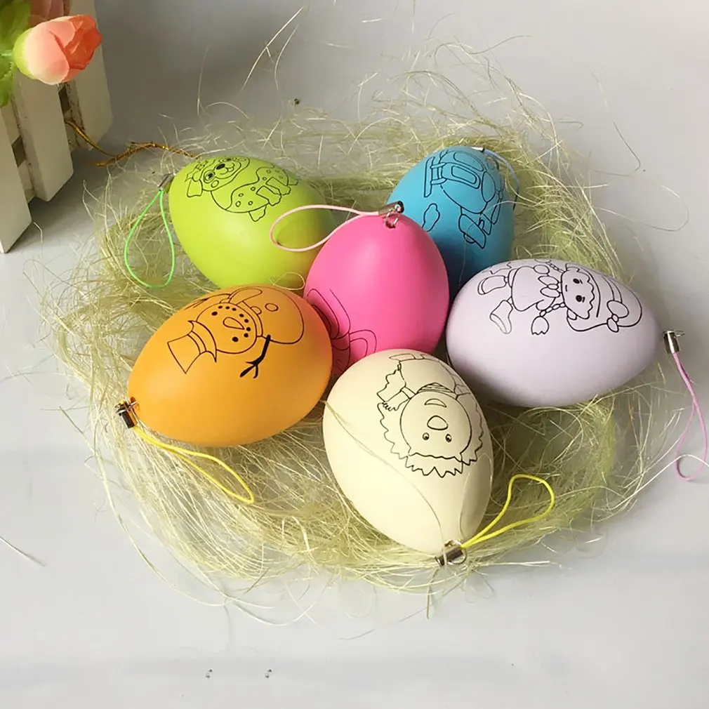 20 шт. пасхальные яйца Детские игрушки ручной работы DIY пасхальные яйца мультфильм окрашенная яичная скорлупа детские развивающие игрушки подарки, произвольный цвет