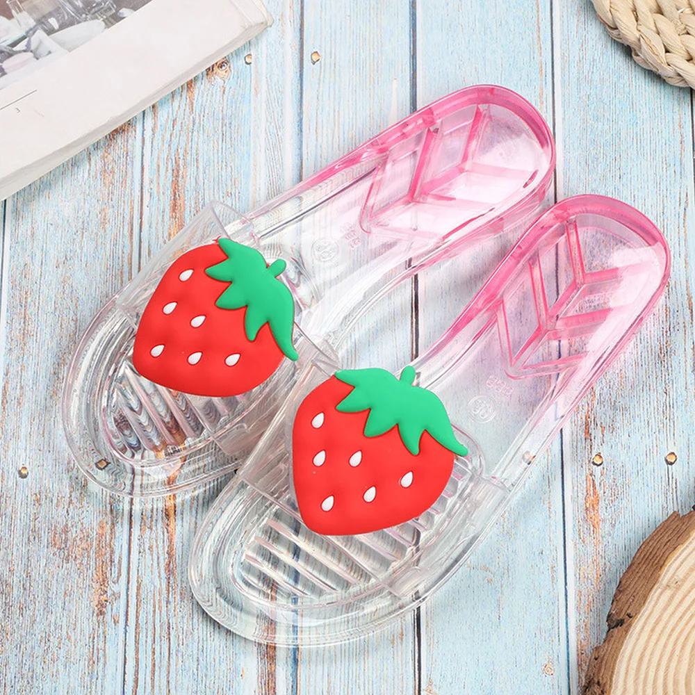 

2021 Summer Women's Fruit Slippers Strawberry Slippers Transparent Indoor and Outdoor Flat Women Sandals FS21S165