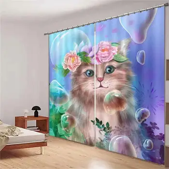 

3D animal curtains custom curtains music for Living room kids blackout curtains Any room height modern curtains