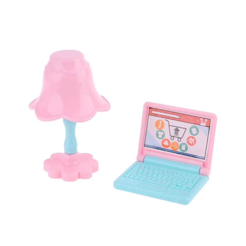 

Creative Dollhouse Miniature Modern Laptop Computer Desk Lamp Furniture Children QX2D