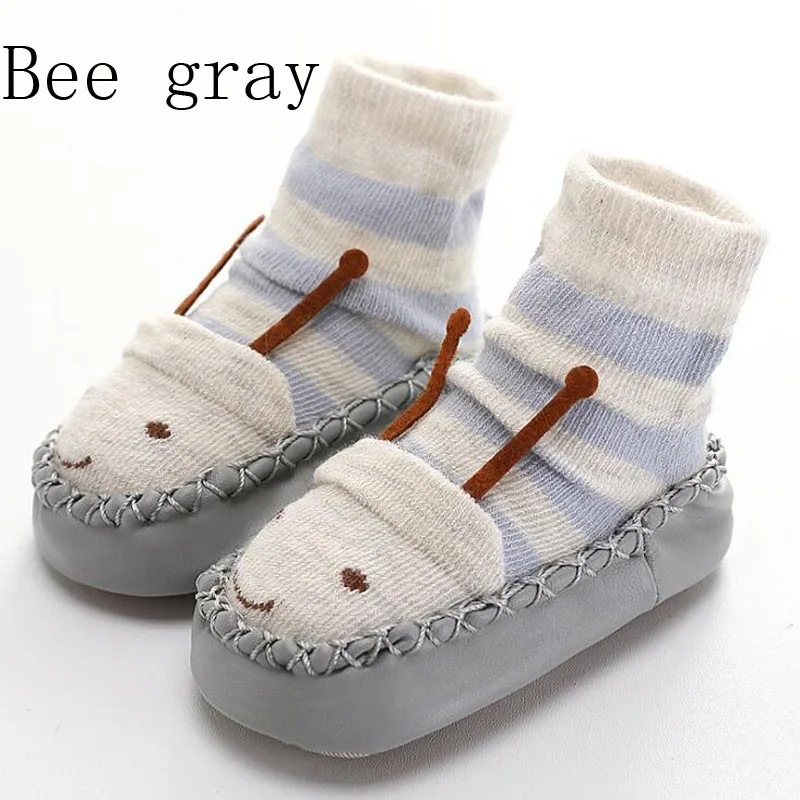 Bee gray Новые милые детские носки для малышей с героями мультфильмов Нескользящие милые повседневные детские носки - Цвет: Bee gray