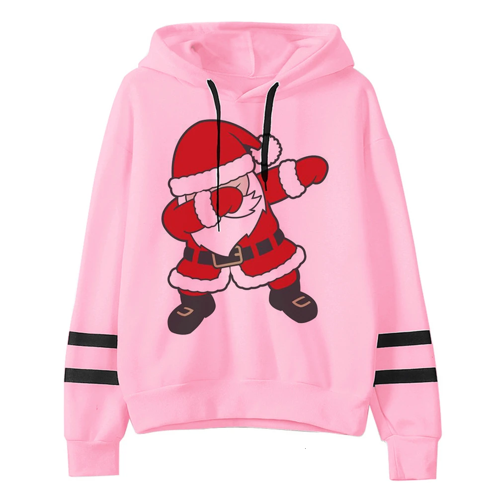 Рождественская Женская/Мужская толстовка 90s Harajuku забавная Толстовка Kawaii розовая одежда с капюшоном негабаритных уличная одежда унисекс из полиэстера для женщин