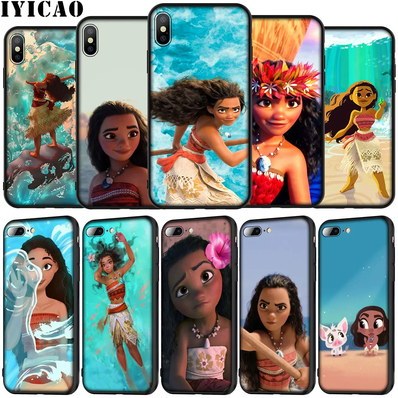 Princess Moana cartoon Soft Silicone Phone Case for iPhone 12 Mini XR X XS 11 Pro Max 5 5S SE 6 6S 7 8 Plus Black TPU Cover | Мобильные