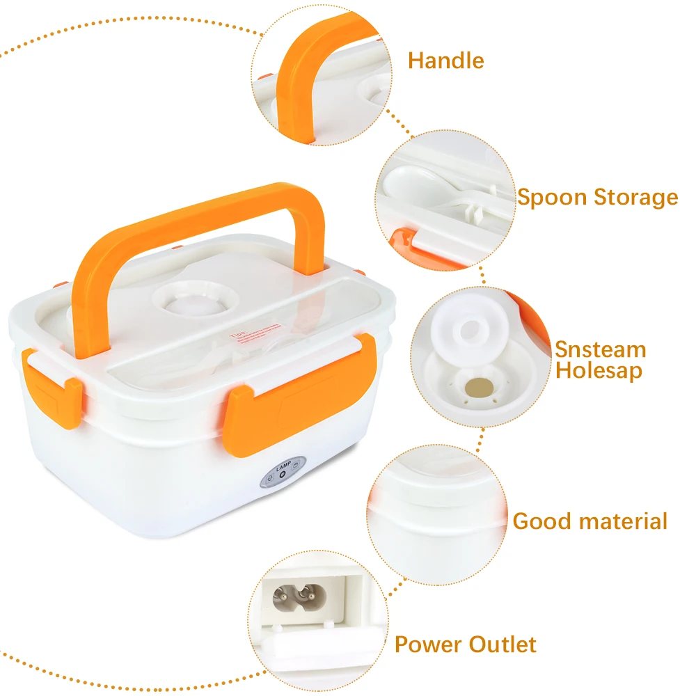 

US/EU Plug Electric Heated Lunch Box Portable Home Office Bento Boxes Food Container Kitchen Tools 110v/220v #