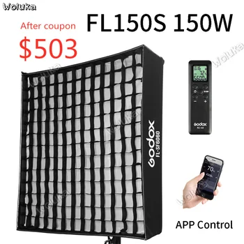 

Godox FL150S 150W Portable LED Video Light Rollable Cloth Lamp with Honeycomb Softbox + Remote Control for Shooting CD50 T03