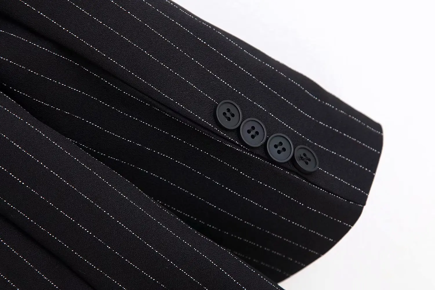 Осень Slim Fit Для женщин Формальные куртки офисные однобортный зубчатый женский пиджак пальто Лидер продаж в полоску черный, белый цвет