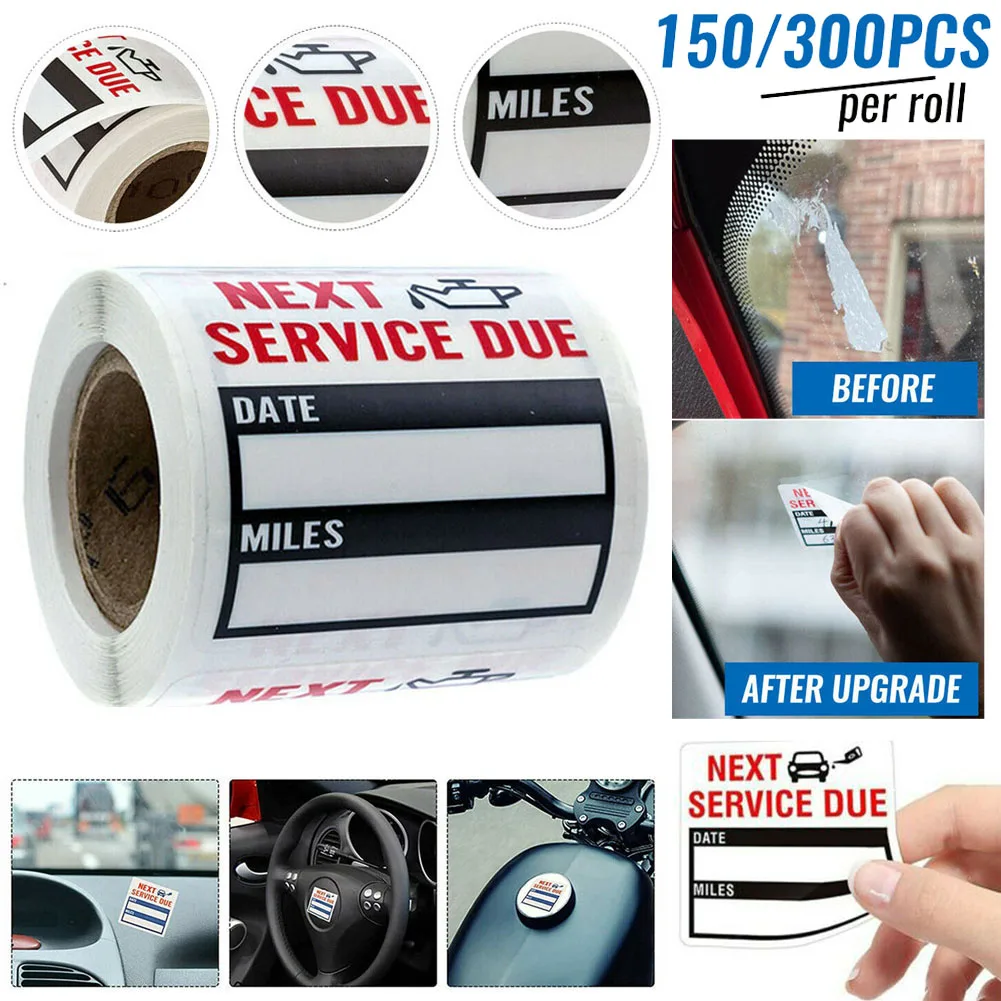 150pcs/300pcs/roll Oil Change/service Reminder Stickers Window Sticker