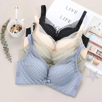 

2020 Bras For Women 4 Hook Plus Large Big Size Ladies Super Thin Push Up Bralette Gather Lace Sexy Brassiere Thin Bra