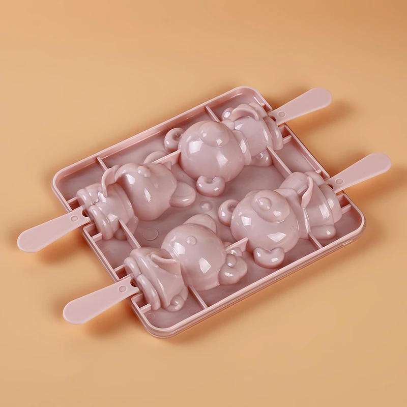 Творческий ручной работы DIY Мороженое Плесень инструменты кухонные принадлежности бытовой мультфильм медведь пластик 4 отверстия лоток для льда ванны эскимо производитель