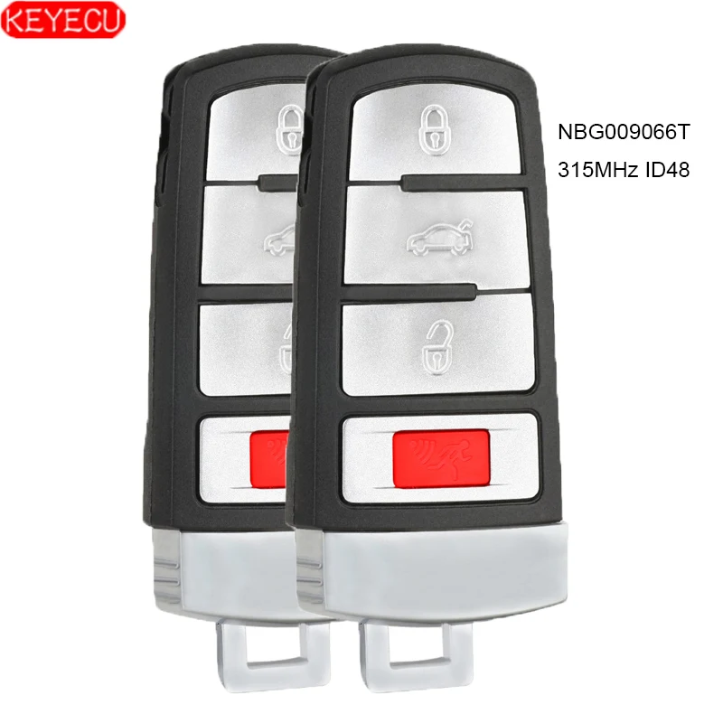 

KEYECU 2PCS/Lot Smart Remote Key 4B 315MHz ID48 for Volkswagen VW Passat CC 2006 2007 2008 2009 2010 2011 2012 FCC: NBG009066T