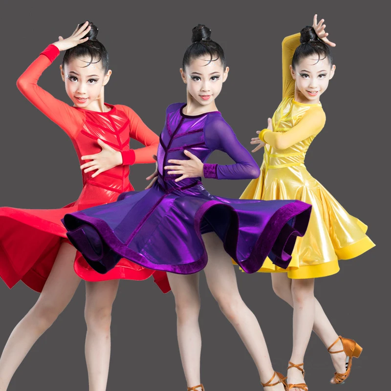 Girls Deluxe Bright Professional Latin Salsa Cha Ballroom Dance Competition Dress Costumes for Kids Dancing Clothes Clothing |