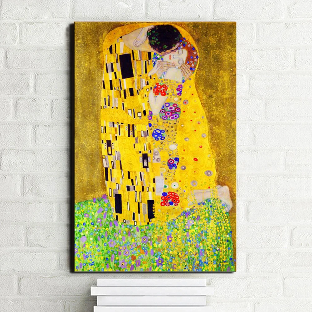 Известная картина Gustav Klimt Kiss холст картины печать на холсте настенные