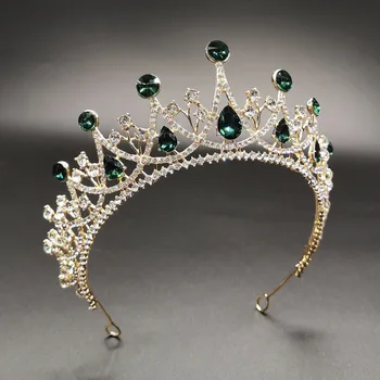 Diadema Vintage de cristal con diamantes de imitación para Novia, corona de Reina para boda, diadema nupcial, Tocado de Flores