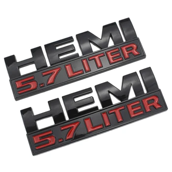 

2X HEMI 5.7 LITER Emblems 3D Side Door Fender Trim Badge Plate Decal for Dodge Charger Ram 1500 Challenger Grand