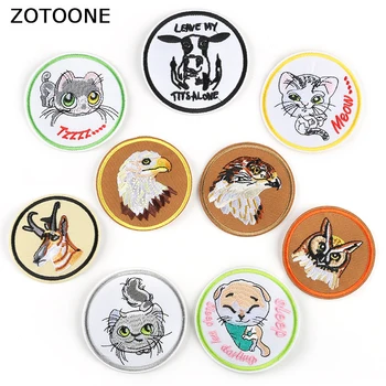 

ZOTOONE Round Cute Cat Patches Embroidery Stripe on Clothes Iron on Animals Milk Cow Sticker Diy Appliques Garment Accessories