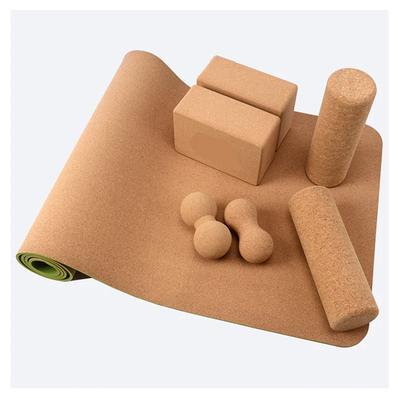 Nature Wood Cork Peanut Brick 7.3*15.5cm Column Massage Double Ball Gym Fitness Yoga Accessories Pilates Home Yoga Ball Supplies