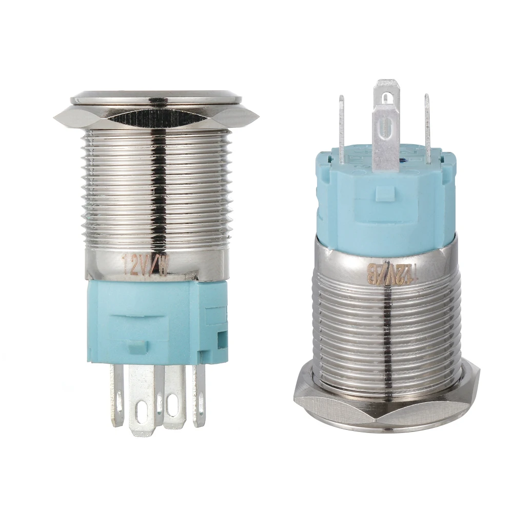 1 шт. 12 В Водонепроницаемый Автомобильный светодиодный Мгновенный Кнопочный металлический переключатель включения/выключения с фиксацией 12 мм автомобильные аксессуары