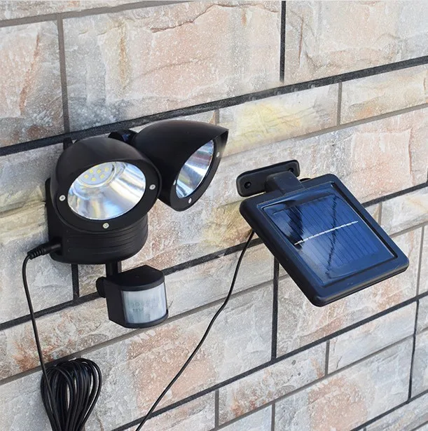 Стиль 22led Солнечная двуглавая инфракрасная Сенсорная лампа прожекторы Водонепроницаемая наружная дворовая лампа уличная лампа