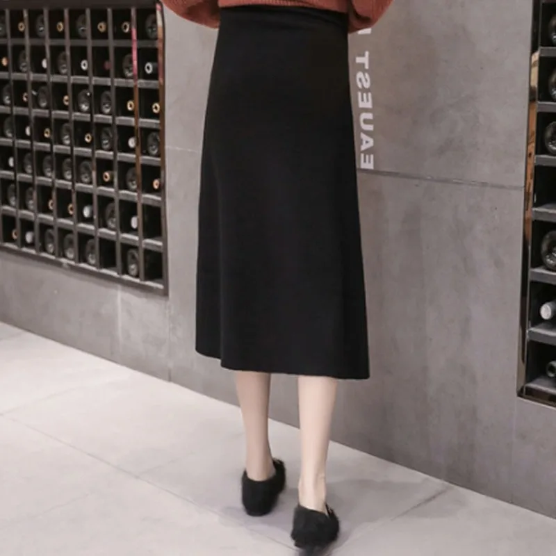 Maternity Skirts Autumn and Winter Belly Support Knitted Skirt Pregnant Women Skirt High Waisted Pregnancy Skirts JOYRAY.B
