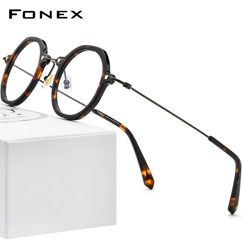 

FONEX Очки мужские и женские многоугольные из титана и ацетата, F85677
