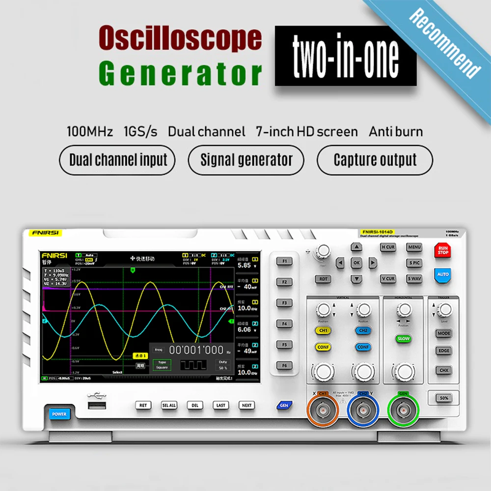 1014d Digital Oscilloscope 2 In 1 Dual Channel Input Signal Generator