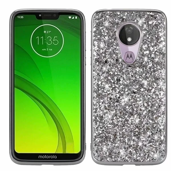 silver Блестящий Мягкий чехол для motorola moto G7 Play чехол для motorola moto g7 power G 7 power чехол для телефона - Цвет: silver