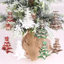 1 шт. цветные звезды гирлянда в виде снежинок подвесной кулон гирлянды рождественские украшения DIY Деревянная Рождественская елка Декор для дома вечерние ремесла