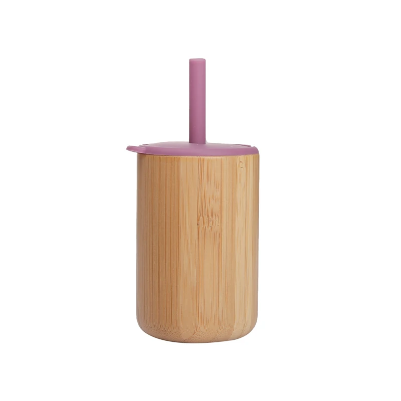 Baby Feeding Cups Bamboo Drinking Wood Cup BPA Free Baby Learning Drinkware Childrens Soft Straw Cups for Children