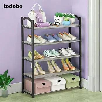 

Simple Shoe Rack Plastic Iron Tube Easy Assembly Shoes Storage Shelf Behind the Door Space-saving Shoe Organizer Stand Holder