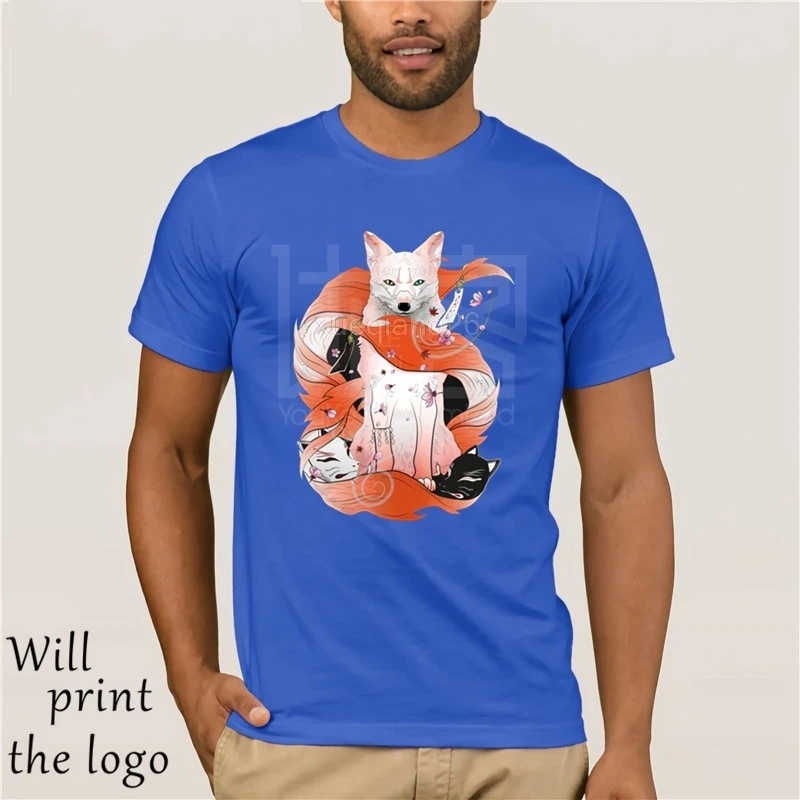 Chic Rosso Kitsune T Camicia Naruto T-Shirt Degli Uomini della Maglietta di Estate Magliette e camicette Del Anime