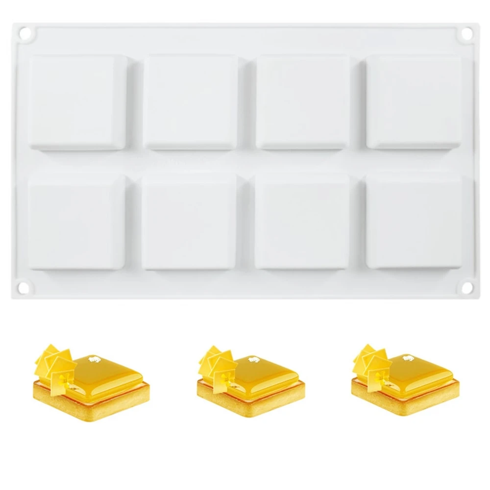 8 Holes Silicone Mold Square Cake Mold Cake Decorating Tools For Baking