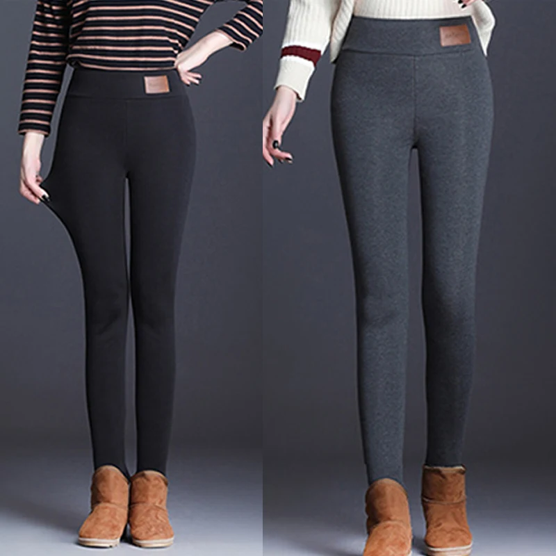 Women Pant Winter Thick Lambskin Cashmere Warm Tights Thickened Fleece Lined Casual Fashion Lady Pants Trousers Plus Size hh88