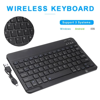

POHIKS 1pc 10 Inch Mini Portable Ultra-slim Wireless Keyboard Mute Rechargeable bluetooth 3.0 Keypad For Tablet Android Window