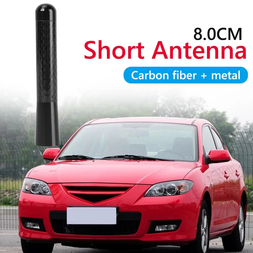 3.5/8cm Universal Car Styling Roof Antenna Carbon Fiber Screw Metal Stubby Mast Antenna Replacement Kit Auto Exterior Parts New