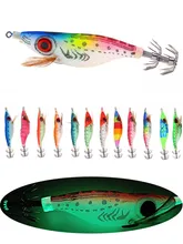 Hard Bait Luminous Squid Jig 9.2g 10cm Sea Fishing Bait 3D Big Eyes  Shrimp Cuttlefish Squid Octopus Hook Drill Fishing Lures
